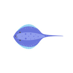Trendy cartoon style cheerful stingray swimming underwater. Educational simple gradient vector icon.