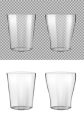 Transparent glasses for water and beer