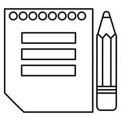 sheet of notebook with pencil icon vector illustration design