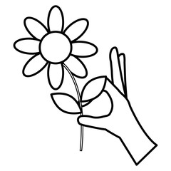 hand with beautiful flower vector illustration design