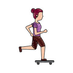 Fototapeta premium young woman with skateboard sport lifestyle vector illustration