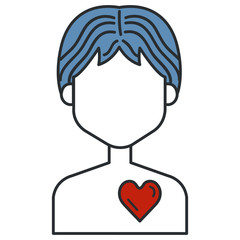 human figure with heart vector illustration design