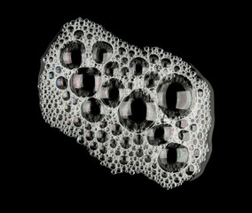 Foam  bubble isolated on black background top view object design