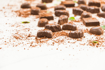Sweet dessert with dark chocolate