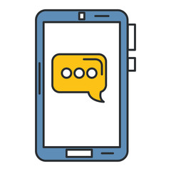 smartphone device with speech bubbles vector illustration design