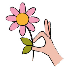 hand with beautiful flower vector illustration design