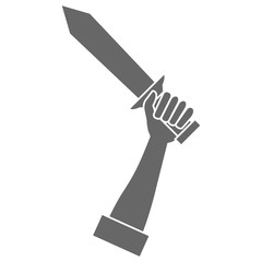 hand whit warrior sword vector illustration design