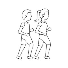 man and woman avatar running or jogging icon image vector illustration design 