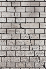 the area of the old brick wall with a crack closeup