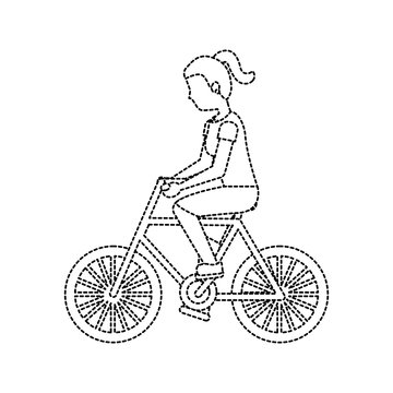 woman riding bike icon image vector illustration design 