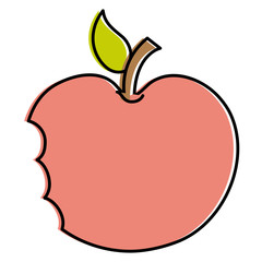 bitten apple fresh fruit icon vector illustration design