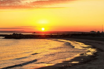 Sunset on the beach in Santa Pola, Alicante Spain