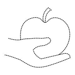 hand with apple fresh vector illustration design