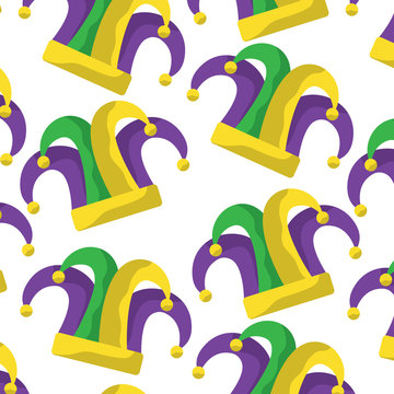 harlequin hat mardi gras carnival pattern image vector illustration design 