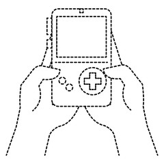 gamer with portable game video device vector illustration design