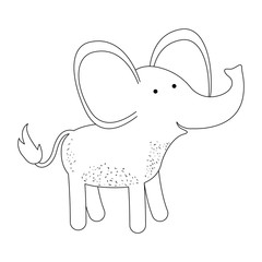 elephant cartoon in monochrome silhouette on white background vector illustration