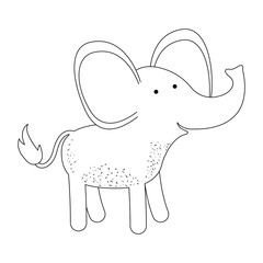 elephant cartoon in monochrome silhouette on white background vector illustration