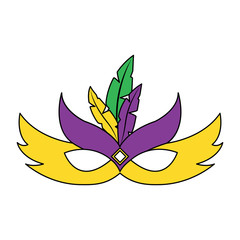 ornate mardi gras carnival mask with feathers festival vector illustration