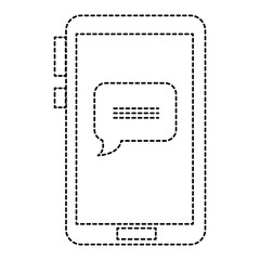 smartphone device with speech bubbles vector illustration design