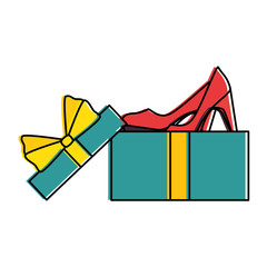 giftbox with elegant heel female icon vector illustration design
