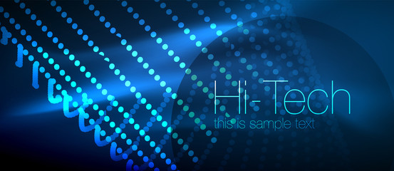Fototapeta premium Hi-tech futuristic techno background, neon shapes and dots