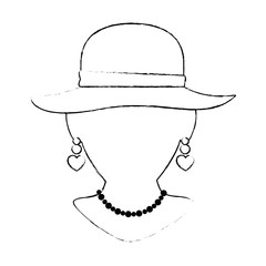 mannequin with elegant female hat and necklace vector illustration