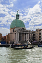 Fototapeta na wymiar view of the Church. Simon in Venice on the background of blue sky