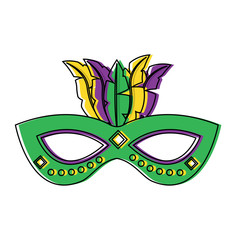ornate mardi gras carnival mask with feathers festival vector illustration