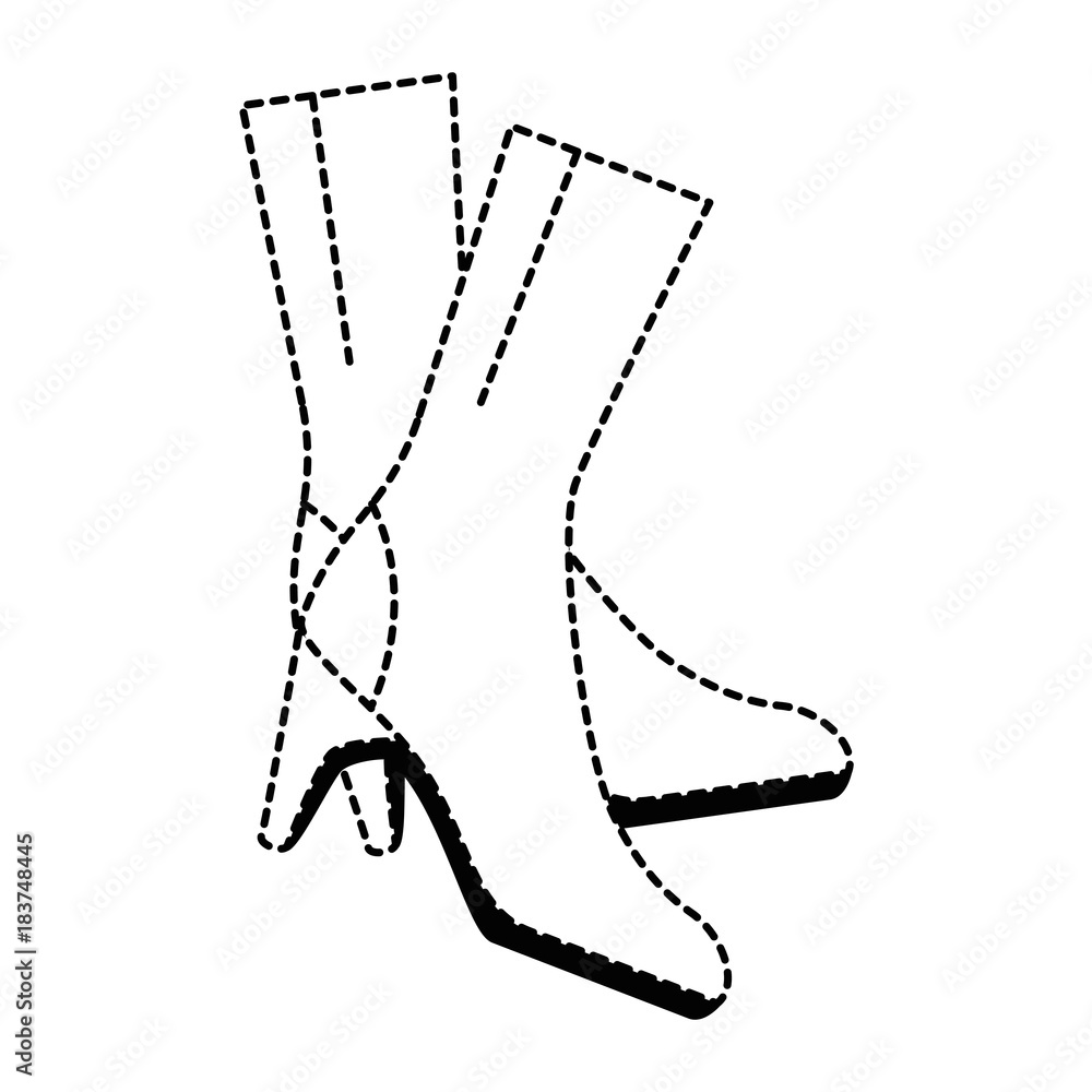 Sticker elegant heeled boots icon vector illustration design