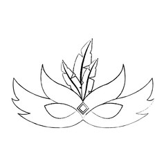 ornate mardi gras carnival mask with feathers festival vector illustration