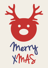 Merry Christmas - beautiful typography for holidays with hand drawn decorations. Vector.