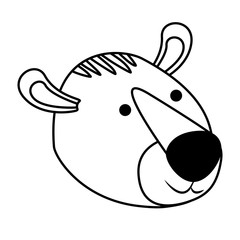 tiger cartoon head in monochrome silhouette vector illustration