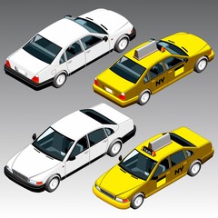 3d isometric cars set