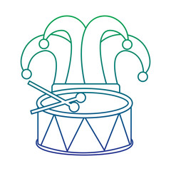 mardi gras hat jester drum music celebration vector illustration