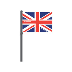great britain flag on a silver metallic pole vector illustration