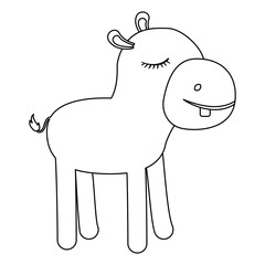 female hippopotamus cartoon with closed eyes expression in monochrome silhouette vector illustration