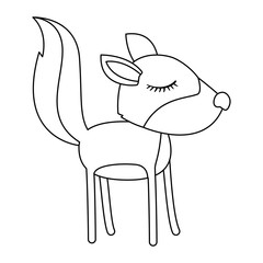 female wolf cartoon with closed eyes expression in monochrome silhouette vector illustration