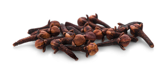 dry cloves on white background