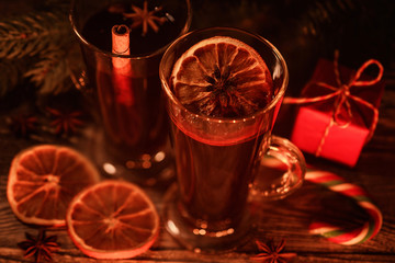 Christmas or New Year mulled wine in the evening