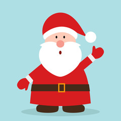 Cartoon Santa Claus for Your Christmas and New Year greeting Design or Animation. Vector isolated illustration of happy Santa Claus with a raised right hand in colorful flat style