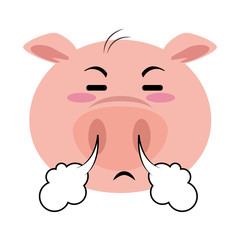 angry pig emoji kawaii vector illustration design