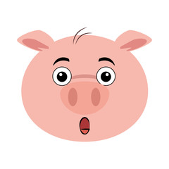 terrified pig emoji kawaii vector illustration design