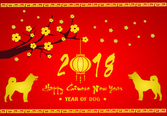 Chinese new year celebration greeting wish illustration vector. Year of dog 2018