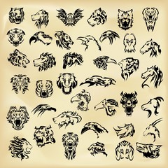 Illustrated set of wild animals