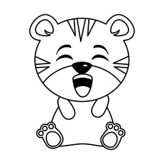 cute tiger kawaii character vector illustration design