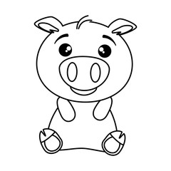 cute pig emoji kawaii vector illustration design
