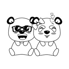 cute pandas lovely emojis kawaii vector illustration design