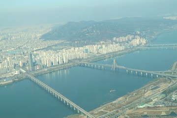 blureed top view landscape south korea