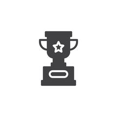 Trophy cup icon vector, filled flat sign, solid pictogram isolated on white. Winners prize symbol, logo illustration.