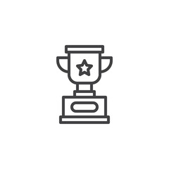 Trophy cup line icon, outline vector sign, linear style pictogram isolated on white. Winners prize symbol, logo illustration. Editable stroke